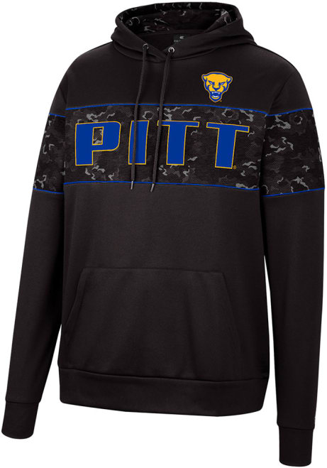 Mens Pitt Panthers Black Colosseum Tonal Wager Pullover Long Sleeve Hoodie