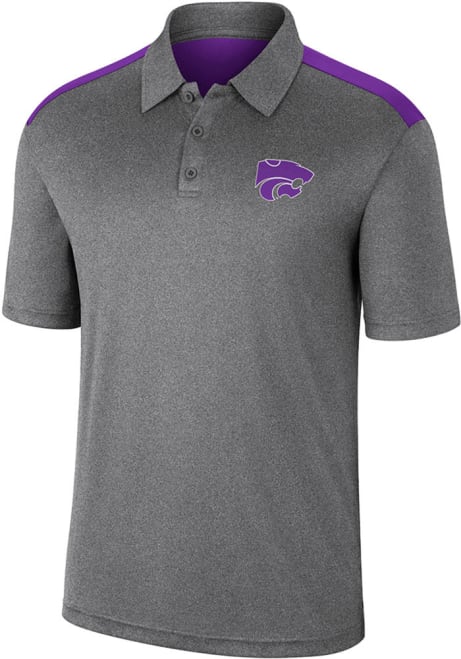 Mens K-State Wildcats Charcoal Colosseum Rahm Short Sleeve Polo Shirt