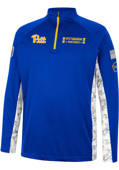 Mens Pitt Panthers Blue Colosseum American Hero Camo Qtr Zip Pullover