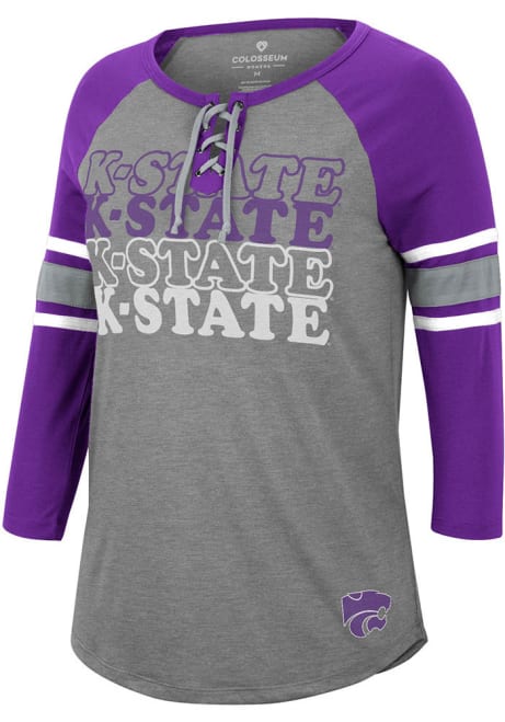 Womens K-State Wildcats Purple Colosseum She Means You Lace Up Henley LS Tee