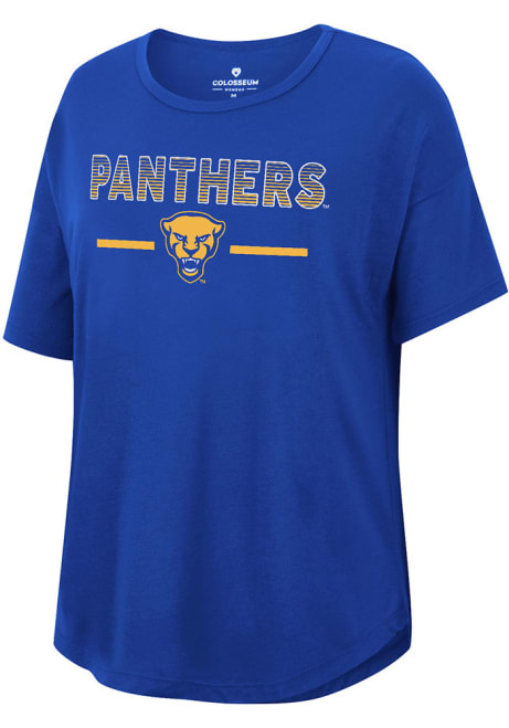 Pitt Panthers Blue Colosseum Reporter Drop Shoulder Short Sleeve T-Shirt