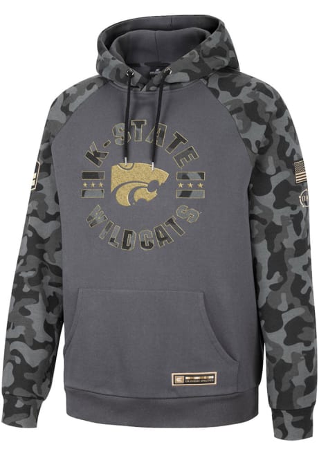 Mens K-State Wildcats Charcoal Colosseum GI Joe Camo Pullover Hooded Sweatshirt