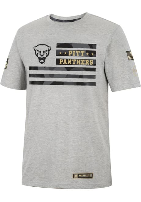 Pitt Panthers Grey Colosseum Shockwave Camo Flag Short Sleeve T Shirt