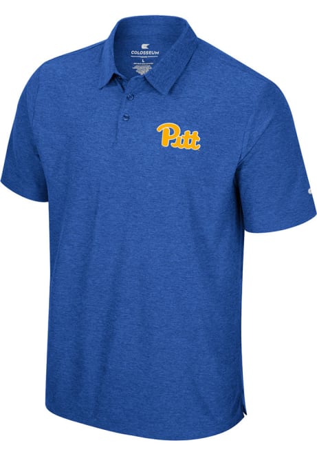Mens Pitt Panthers Blue Colosseum Skynet Short Sleeve Polo Shirt
