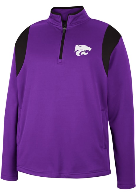 Mens K-State Wildcats Purple Colosseum Bubby Fleece Qtr Zip Pullover