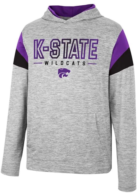 Mens K-State Wildcats Grey Colosseum Hans Pullover Windshirt Long Sleeve Hoodie