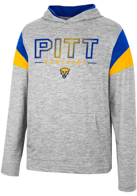 Mens Pitt Panthers Grey Colosseum Hans Pullover Windshirt Long Sleeve Hoodie