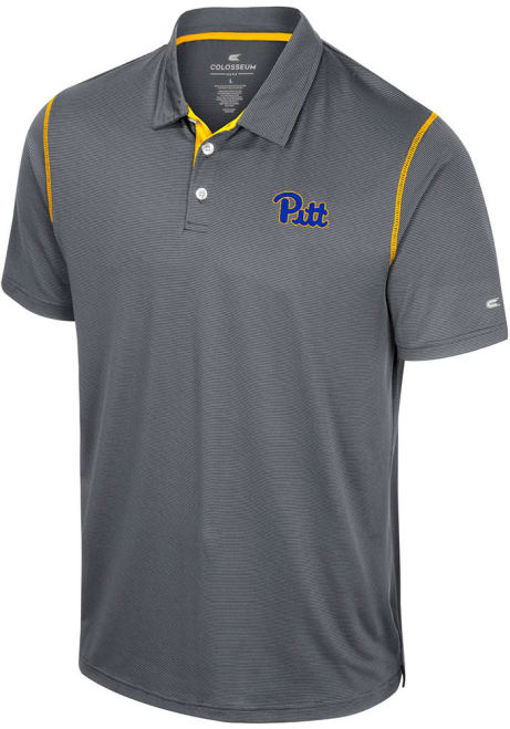 Mens Pitt Panthers Black Colosseum Cameron Short Sleeve Polo Shirt