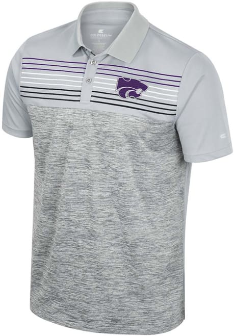 Mens K-State Wildcats Grey Colosseum Cybernetic Short Sleeve Polo Shirt