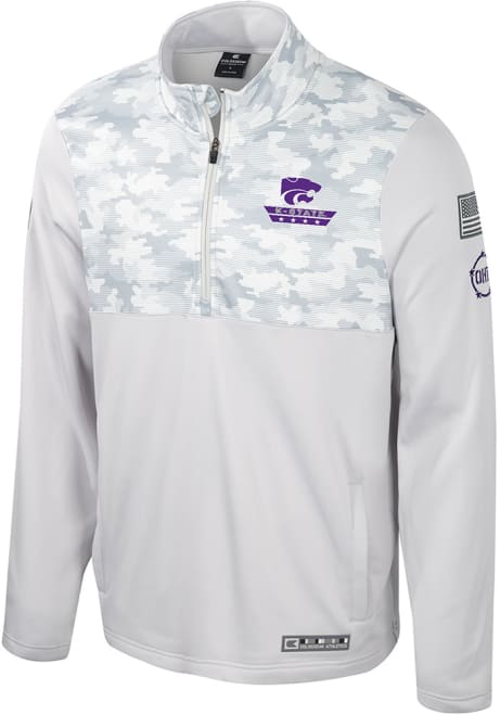 Mens K-State Wildcats Grey Colosseum Ice 1/4 Zip Pullover