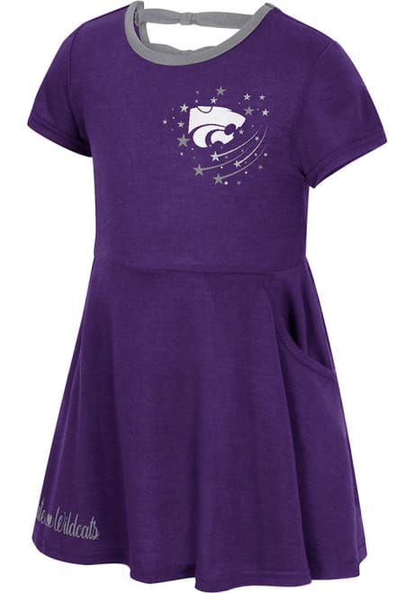 Toddler Girls K-State Wildcats Purple Colosseum Patty Power Cat Short Sleeve Dresses