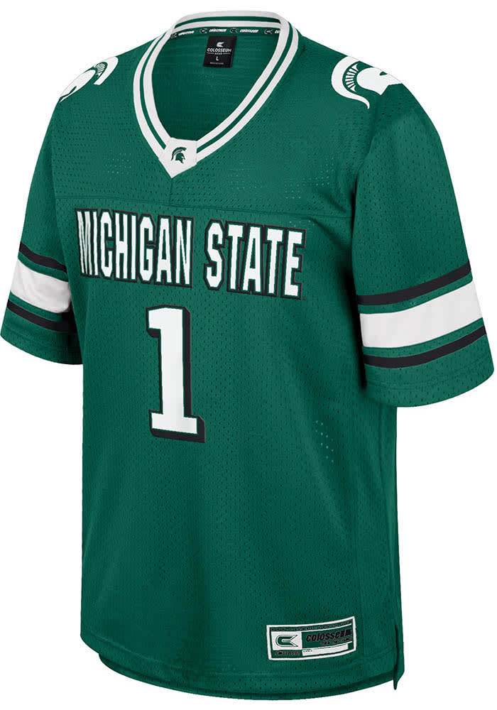 Colosseum Youth GREEN Michigan State Spartans No Fate Football Jersey Jersey