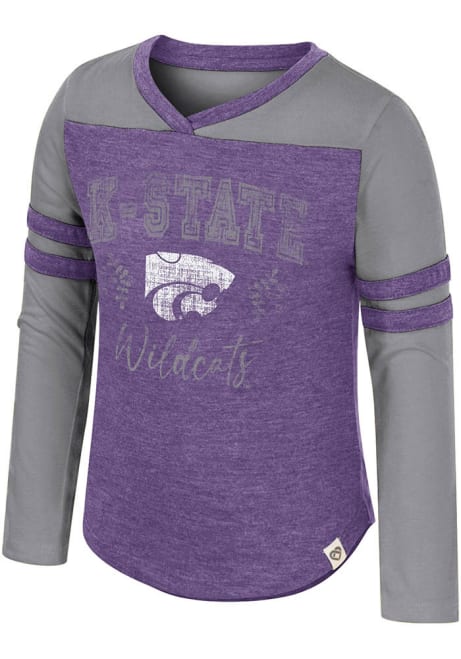 Toddler Girls K-State Wildcats Purple Colosseum Power Cat Drummer Long Sleeve T Shirt