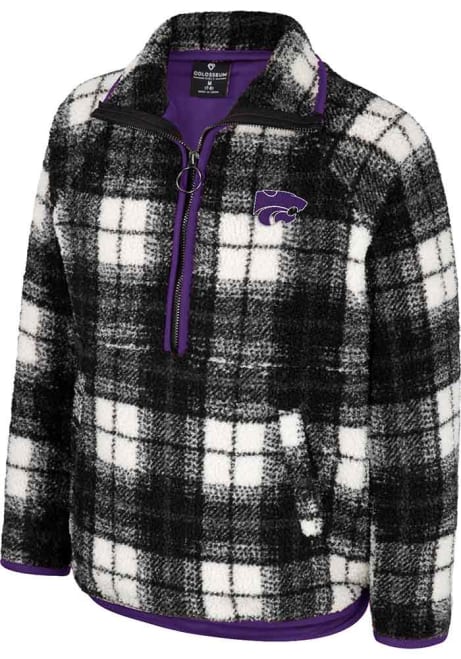 Girls K-State Wildcats Black Colosseum Prep School Sherpa Long Sleeve Crew Sweatshirt