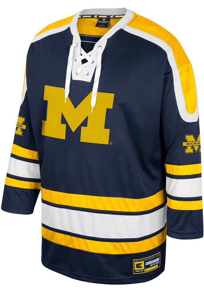 Colosseum Mens NAVY Michigan Wolverines Sense of Hope Hockey Hockey Jersey