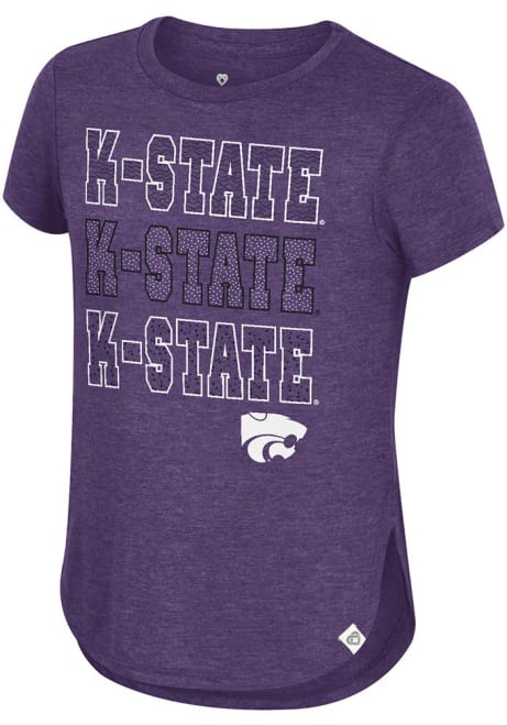 Girls K-State Wildcats Purple Colosseum Hathaway Short Sleeve Fashion T-Shirt
