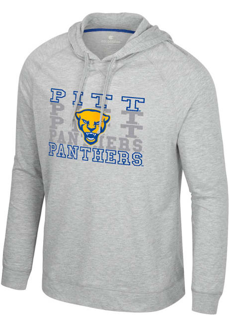 Mens Pitt Panthers Grey Colosseum Compensation Long Sleeve Fashion Hood