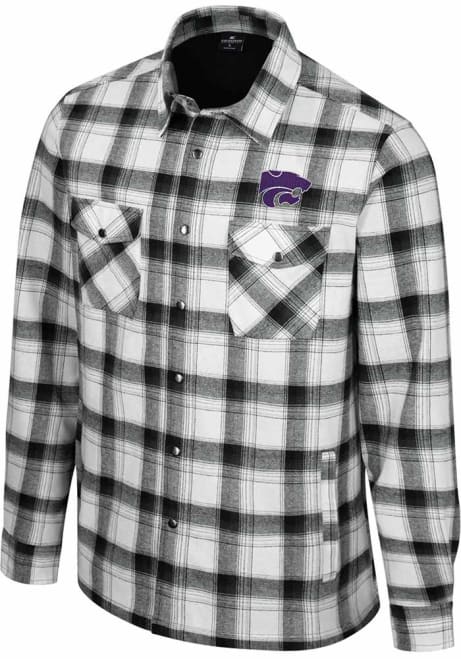 Mens K-State Wildcats White Colosseum Silent Majesty Plaid Light Weight Jacket