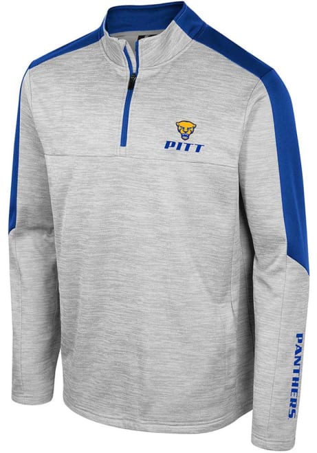 Mens Pitt Panthers Grey Colosseum Cousins Qtr Zip Pullover