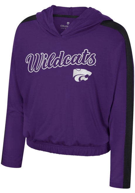 Girls K-State Wildcats Purple Colosseum Exterior illumination Long Sleeve Hooded Sweatshirt