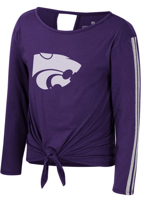 Girls K-State Wildcats Purple Colosseum Flaming Decorations Long Sleeve T-shirt