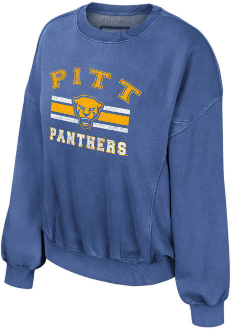 Womens Pitt Panthers Blue Colosseum Audrey Crew Sweatshirt