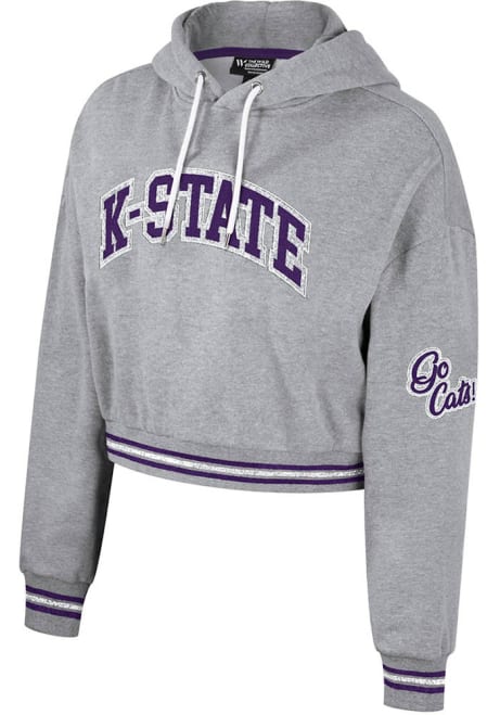 Womens K-State Wildcats Grey Colosseum Crop Hooded Sweatshirt
