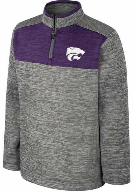 Youth K-State Wildcats Grey Colosseum Rylos Long Sleeve Quarter Zip