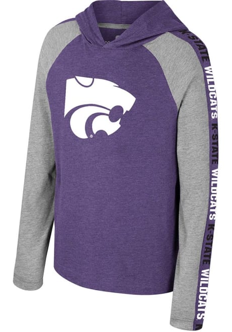 Youth K-State Wildcats Purple Colosseum Starfighter Hooded Long Sleeve Fashion T-Shirt