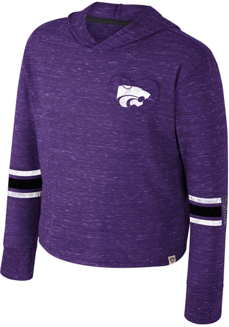 Girls K-State Wildcats Purple Colosseum Fleet Hooded Long Sleeve T-shirt