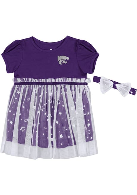 Baby Girls K-State Wildcats Purple Colosseum Star League Short Sleeve Dress