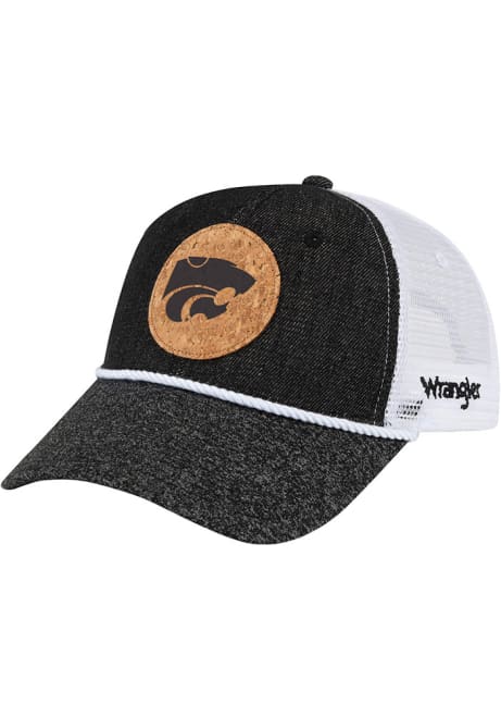 Wrangler Black K-State Wildcats Wrangler Rope Trucker Adjustable Hat