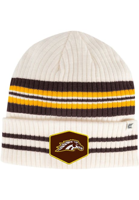 Western Michigan Broncos Colosseum Trainer Striped Beanie Mens Knit Hat - White