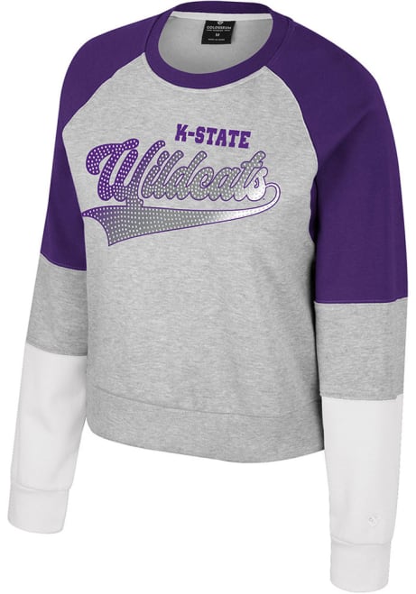 Womens K-State Wildcats Grey Colosseum Katinka Crew Sweatshirt