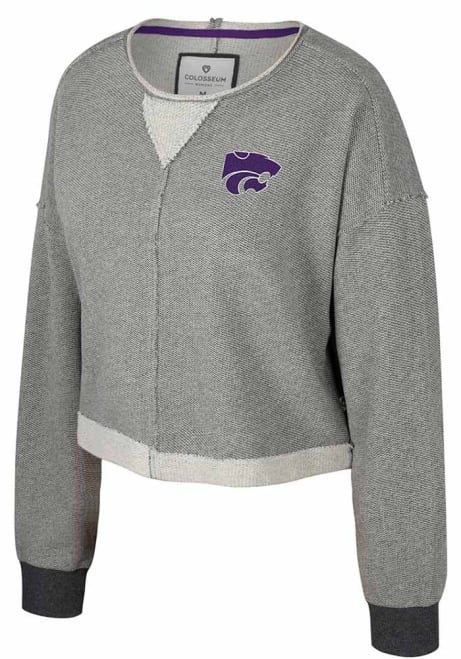 Womens K-State Wildcats Charcoal Colosseum Magnum Crew Sweatshirt