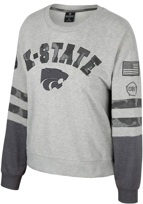 Womens K-State Wildcats Grey Colosseum Oorah Crew Sweatshirt