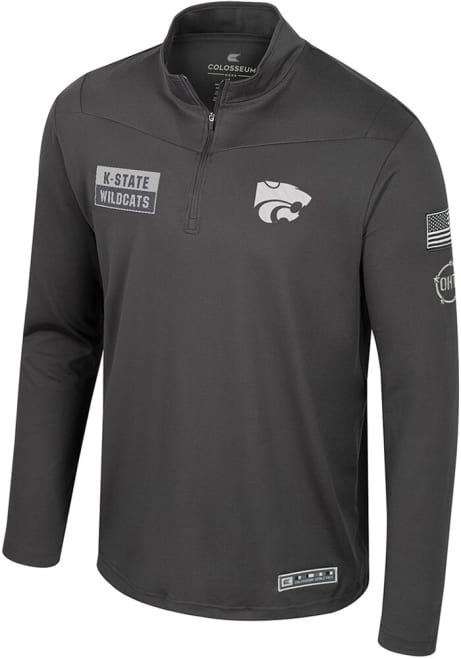 Mens K-State Wildcats Charcoal Colosseum OHT Booyah Qtr Zip Pullover