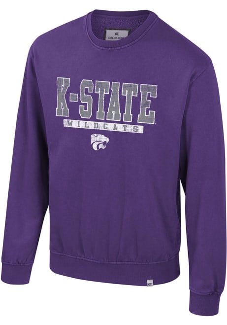 Mens K-State Wildcats Purple Colosseum Cap E Tan Fashion Sweatshirt