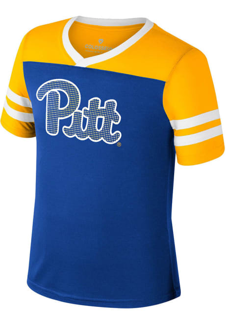 Girls Pitt Panthers Blue Colosseum Space Opera Short Sleeve Fashion T-Shirt