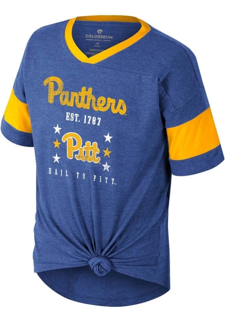 Girls Pitt Panthers Blue Colosseum Frontier Short Sleeve Fashion T-Shirt