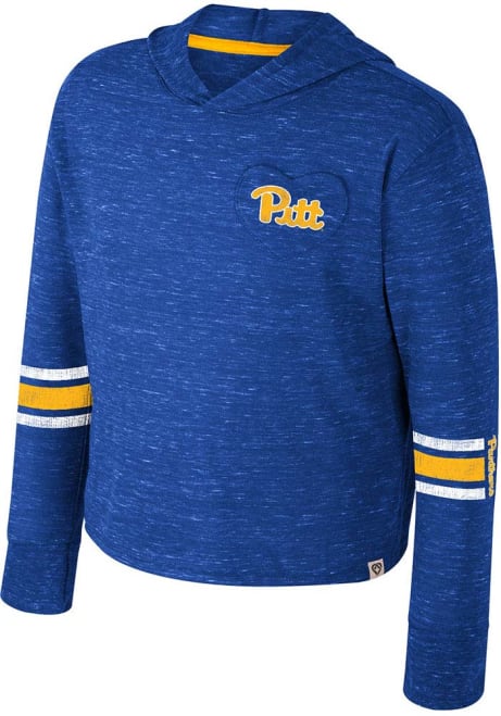 Girls Pitt Panthers Blue Colosseum Fleet Hooded Long Sleeve T-shirt