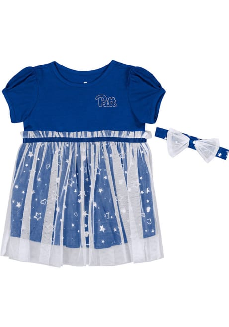 Baby Girls Pitt Panthers Blue Colosseum Star League Short Sleeve Dress