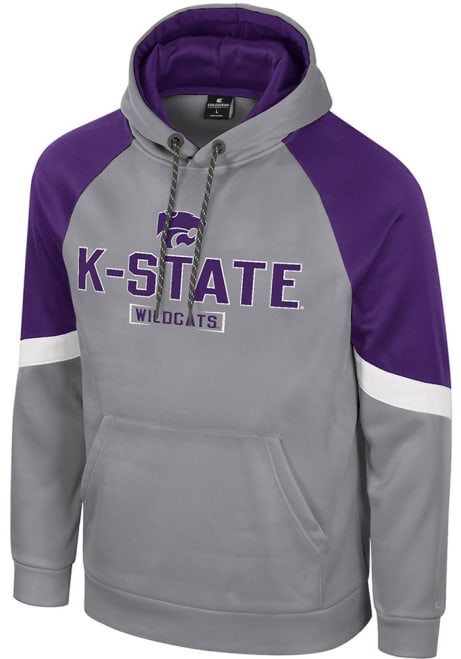 Mens K-State Wildcats Grey Colosseum Prewitt Long Sleeve Hoodie