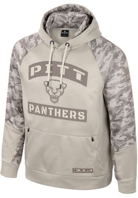 Mens Pitt Panthers Tan Colosseum OHT Mojave Long Sleeve Hoodie