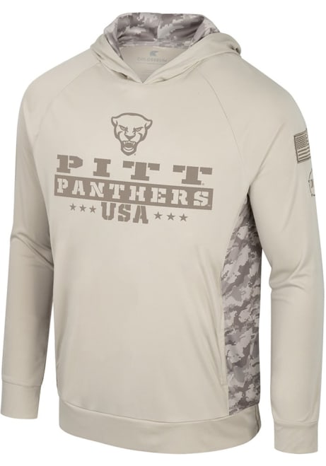 Mens Pitt Panthers Tan Colosseum OHT Mojave Long Sleeve Hoodie