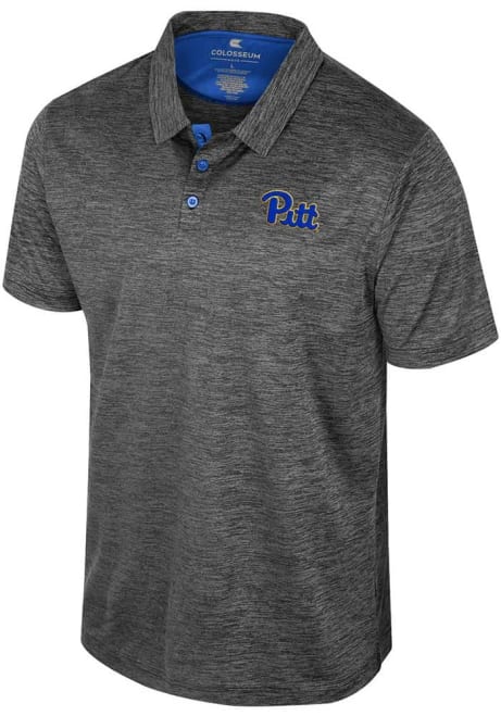 Mens Pitt Panthers Black Colosseum Prime Short Sleeve Polo Shirt