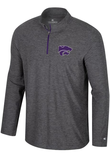 Mens K-State Wildcats Charcoal Colosseum Hartman Qtr Zip Pullover