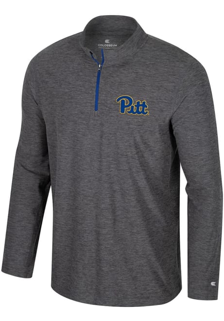 Mens Pitt Panthers Charcoal Colosseum Hartman Qtr Zip Pullover