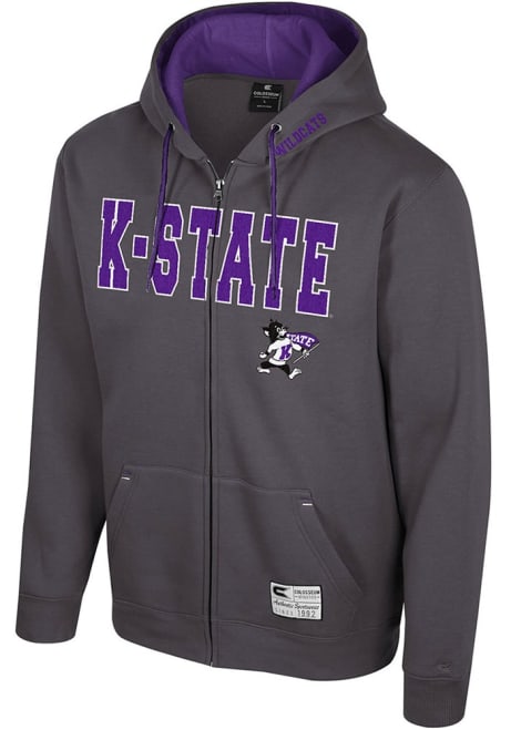 Mens K-State Wildcats Charcoal Colosseum Harrison Long Sleeve Full Zip Jacket