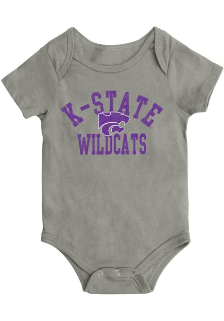 Baby K-State Wildcats Grey Colosseum Biggest Fan Short Sleeve One Piece